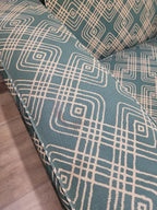 Geometric Fabric Art Deco Style Suite Vintage Sofa Armchairs Modular Sectional