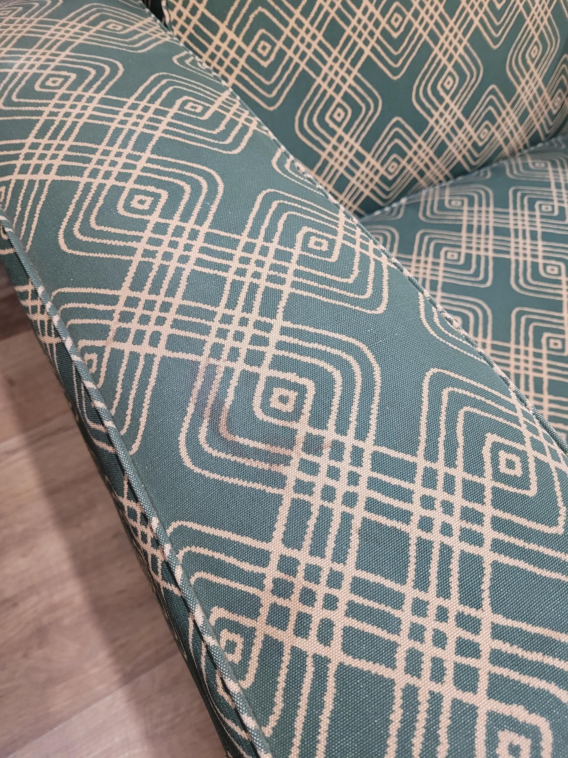Geometric Fabric Art Deco Style Suite Vintage Sofa Armchairs Modular Sectional