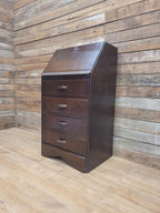 Vintage Slim Bureau Writing Desk Chest Fall Front Drawers Storage