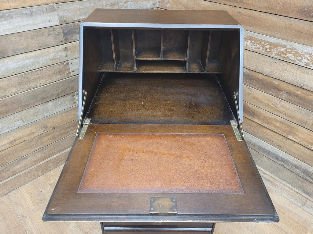 Vintage Slim Bureau Writing Desk Chest Fall Front Drawers Storage
