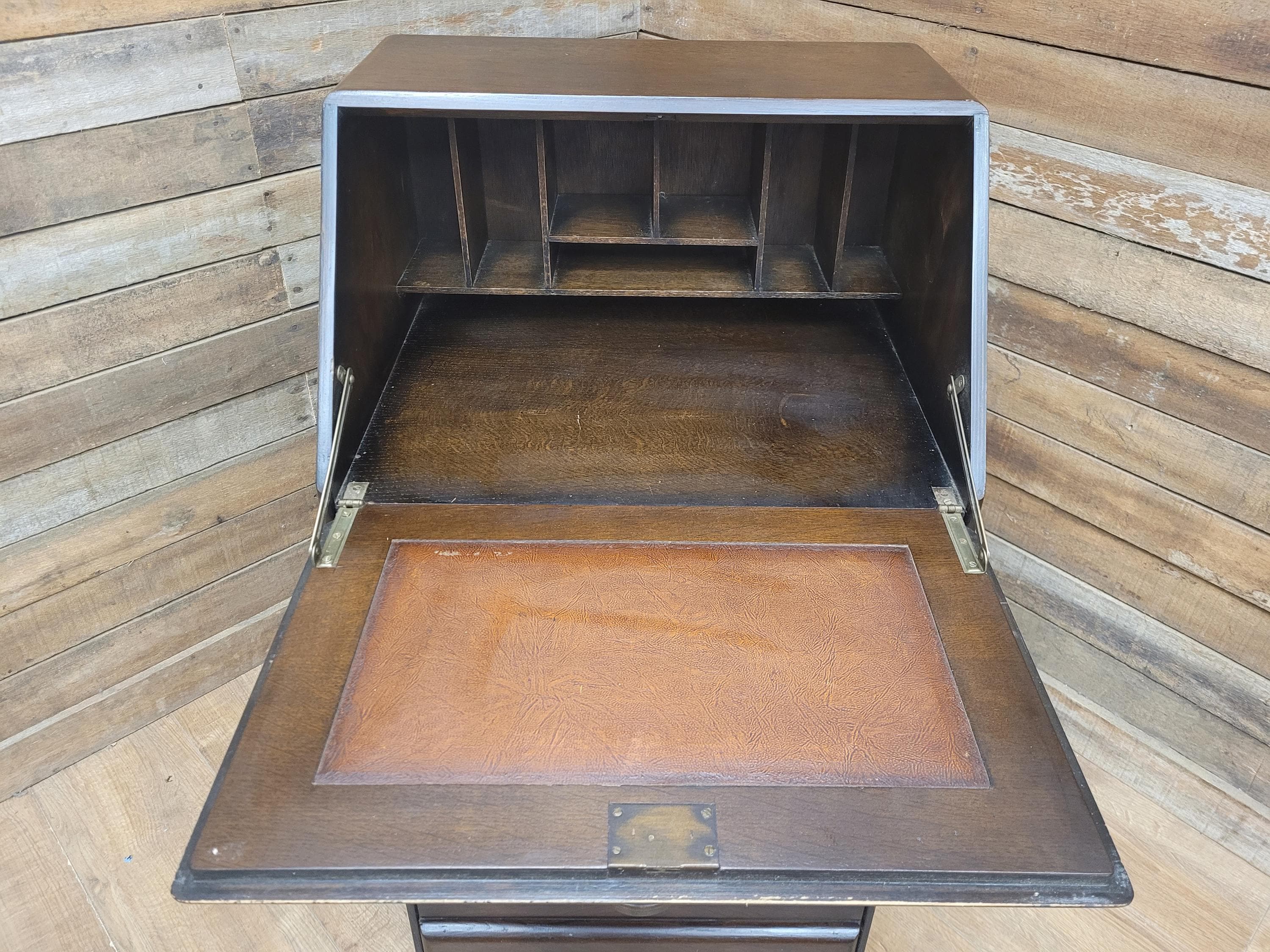 Vintage Slim Bureau Writing Desk Chest Fall Front Drawers Storage