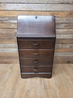 Vintage Slim Bureau Writing Desk Chest Fall Front Drawers Storage