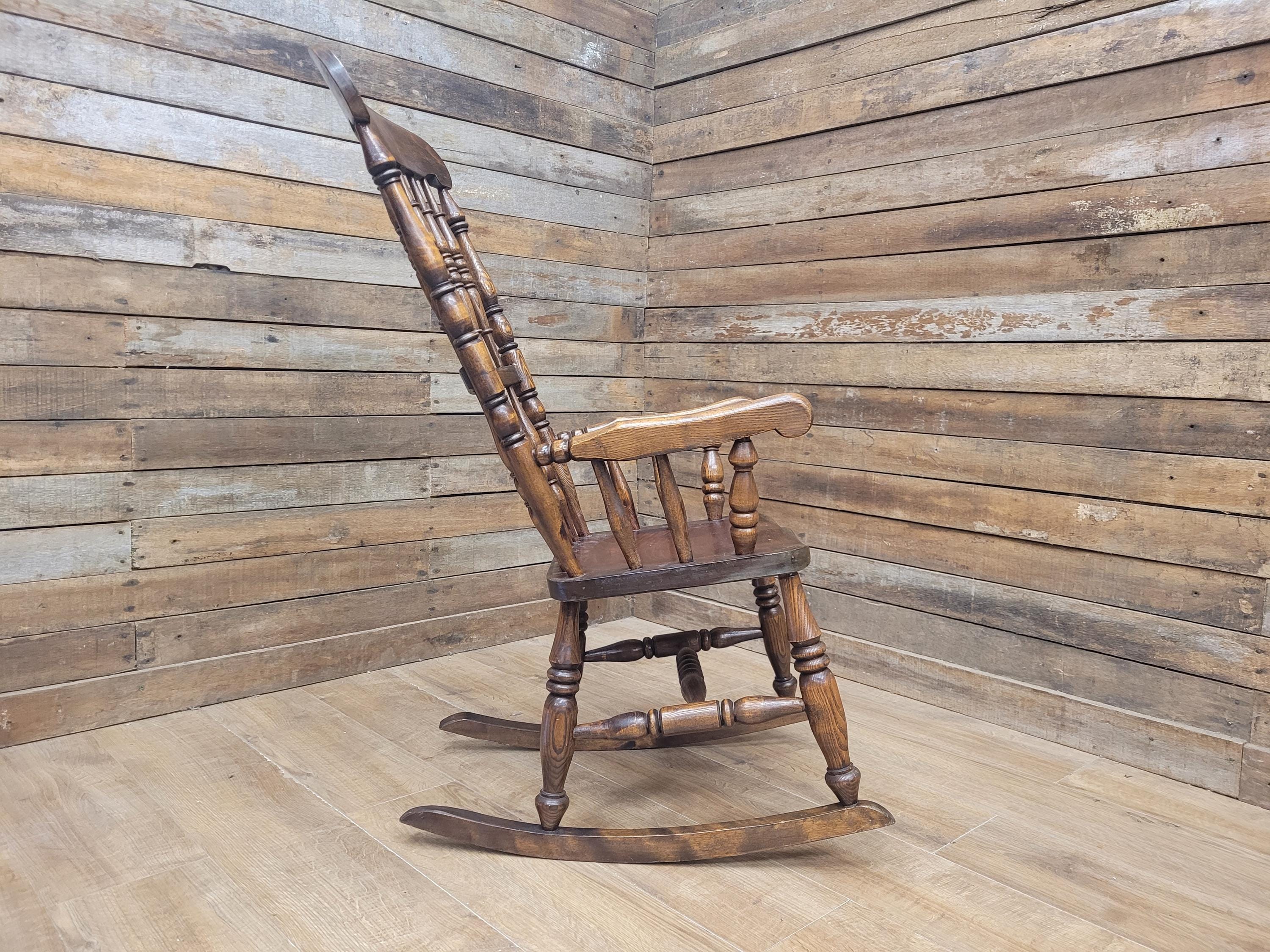 Vintage Oak Rocking Chair Spindle Back Armchair Traditional Wooden