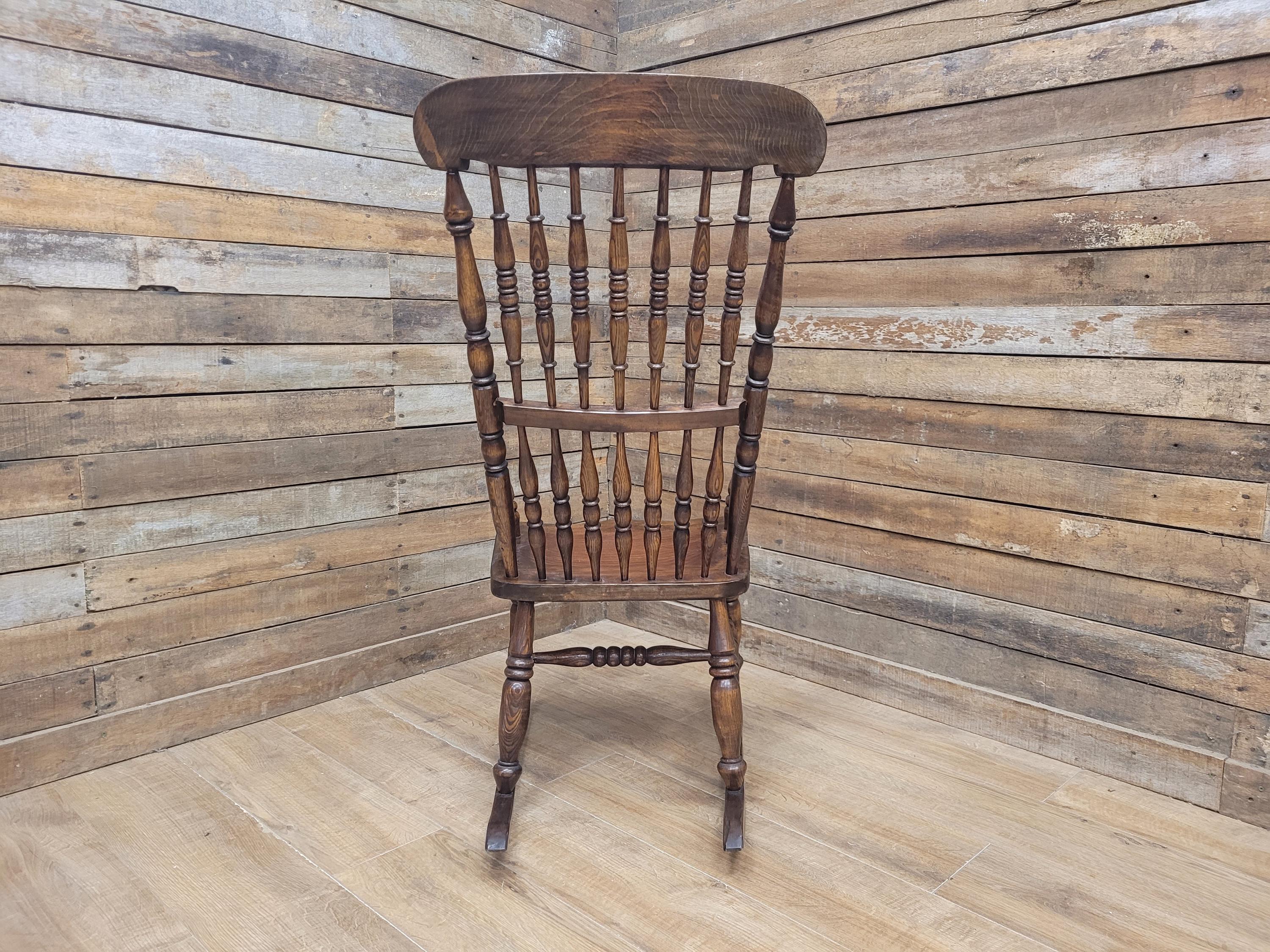 Vintage Oak Rocking Chair Spindle Back Armchair Traditional Wooden