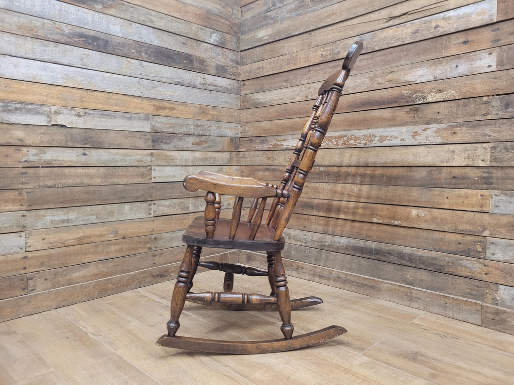 Vintage Oak Rocking Chair Spindle Back Armchair Traditional Wooden