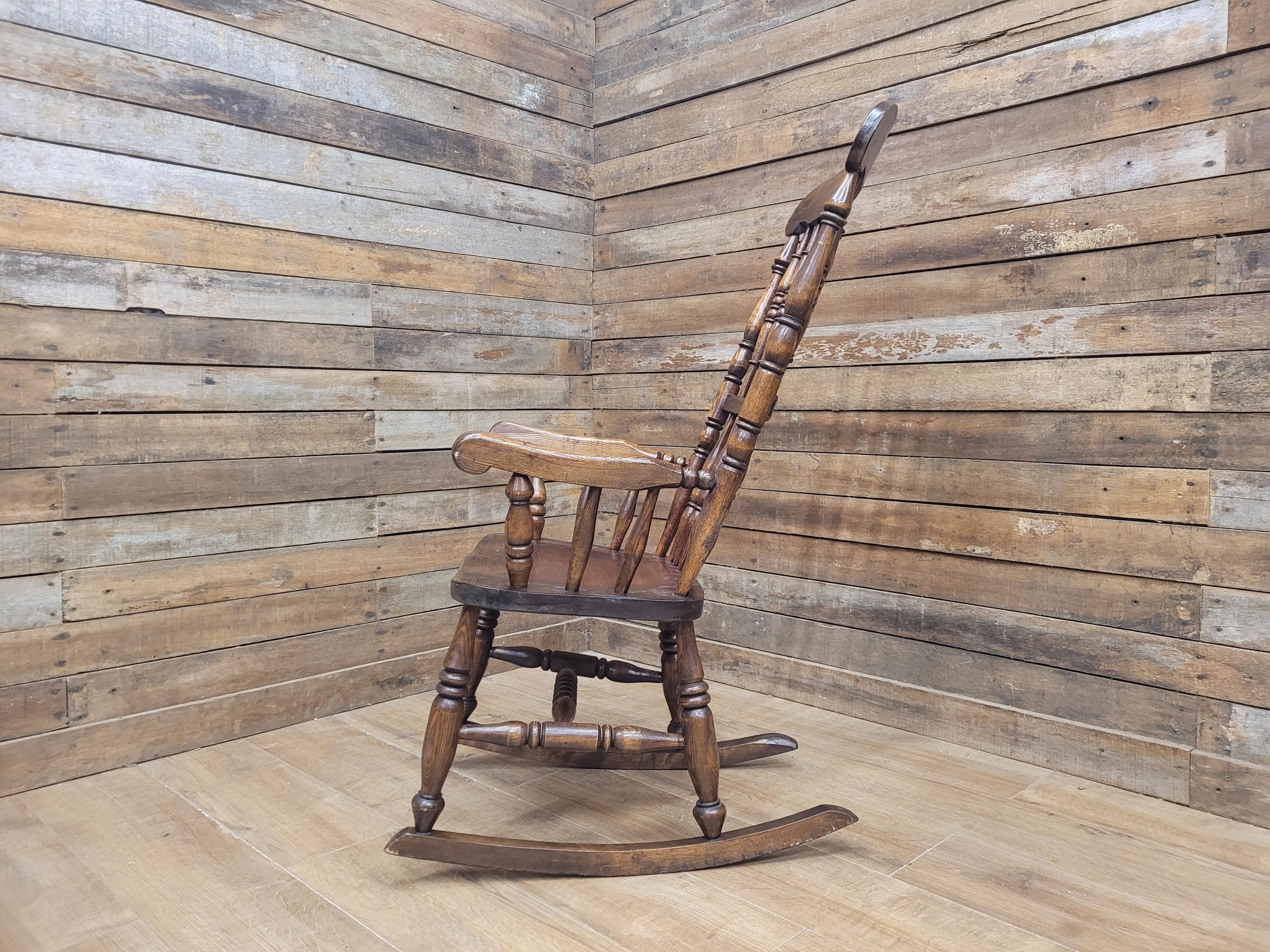 Vintage Oak Rocking Chair Spindle Back Armchair Traditional Wooden