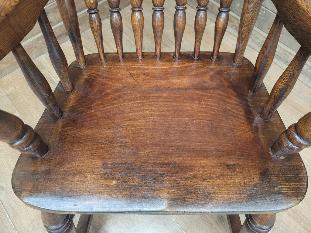 Vintage Oak Rocking Chair Spindle Back Armchair Traditional Wooden