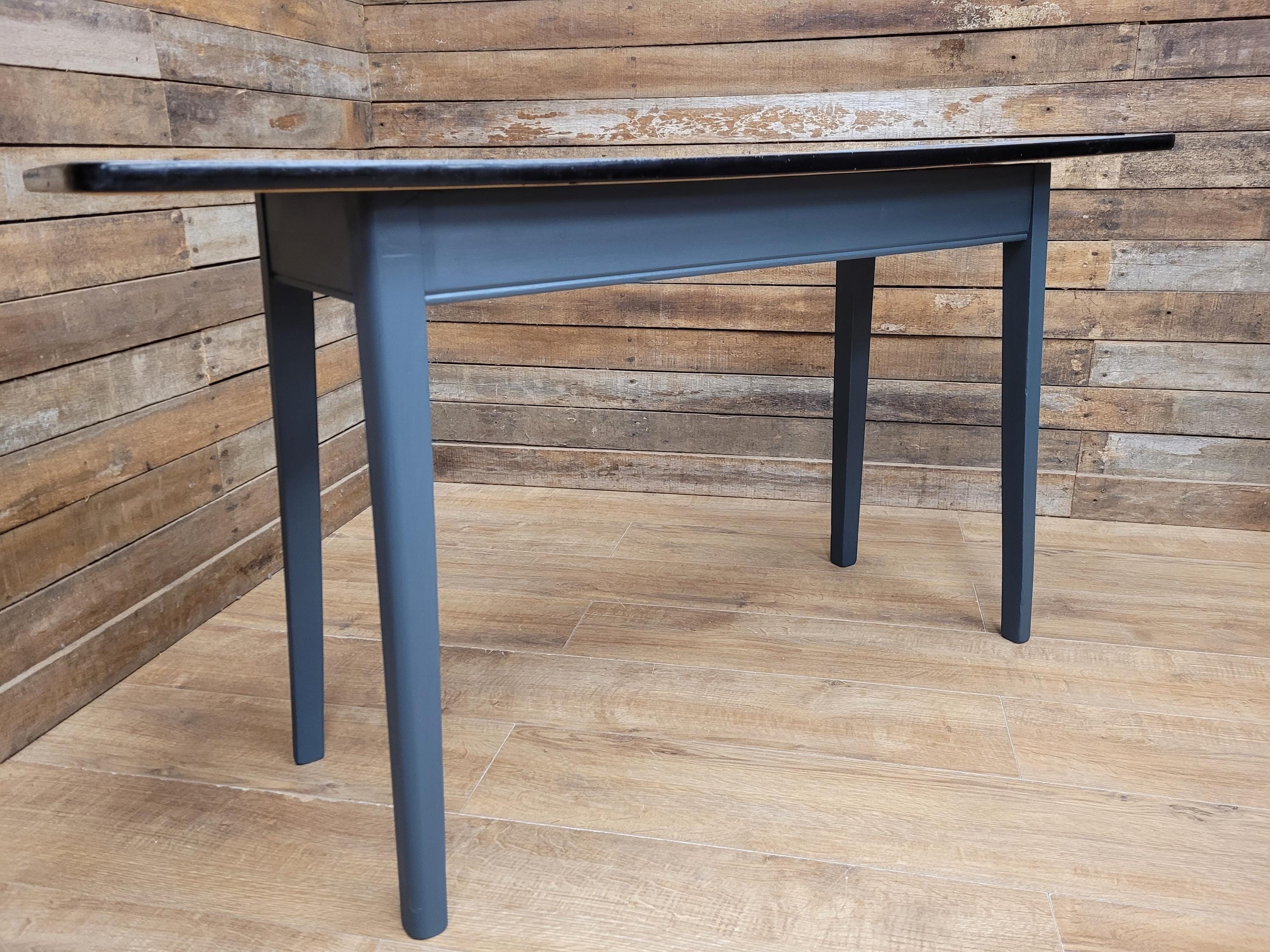 Vintage Side Table Formica Top 1960s Blue Retro Tapered Legs Small Desk