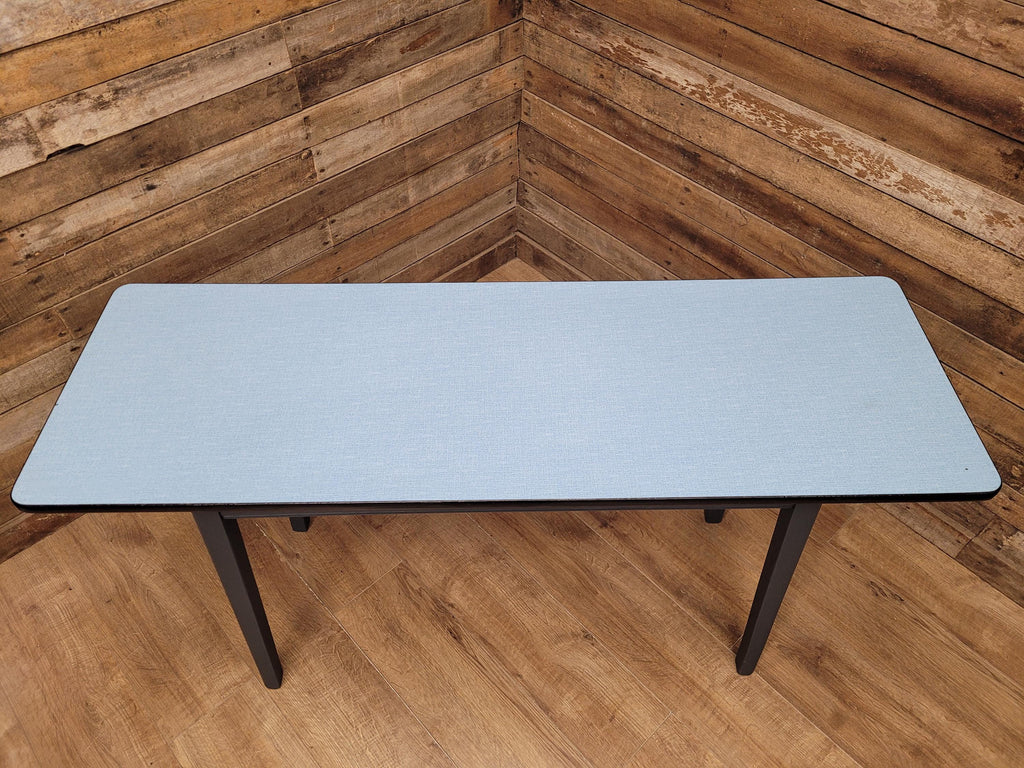 Vintage Side Table Formica Top 1960s Blue Retro Tapered Legs Small Desk