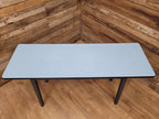 Vintage Side Table Formica Top 1960s Blue Retro Tapered Legs Small Desk