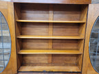 Oak Bureau Bookcase Leaded Glass Vintage Secretariat Drop Front Cabinet
