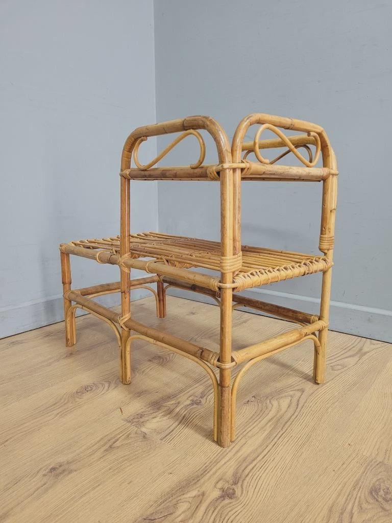 Bamboo Telephone Table Side Table Mid Century Vintage Retro