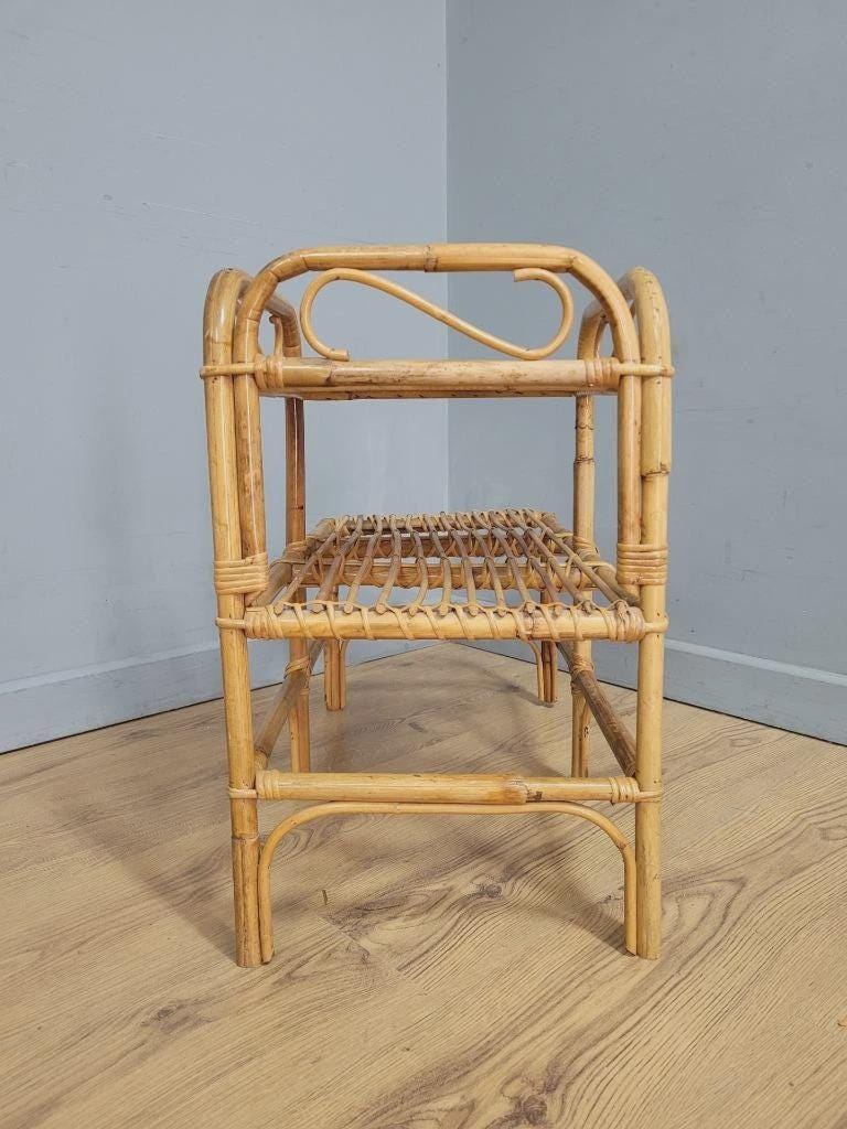 Bamboo Telephone Table Side Table Mid Century Vintage Retro