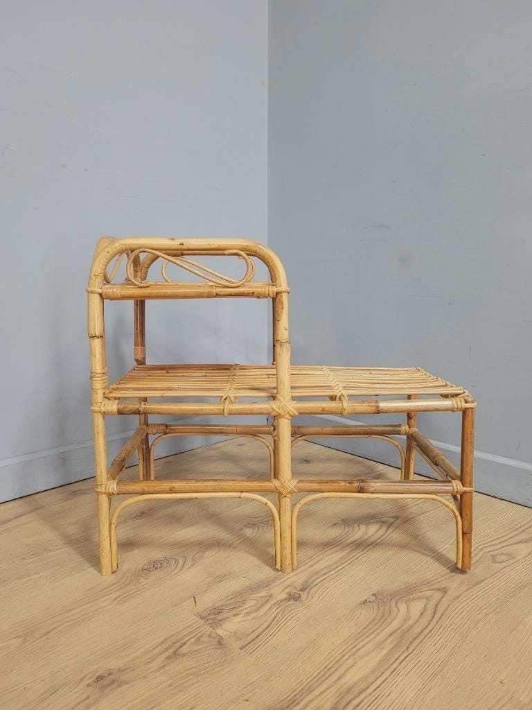Bamboo Telephone Table Side Table Mid Century Vintage Retro