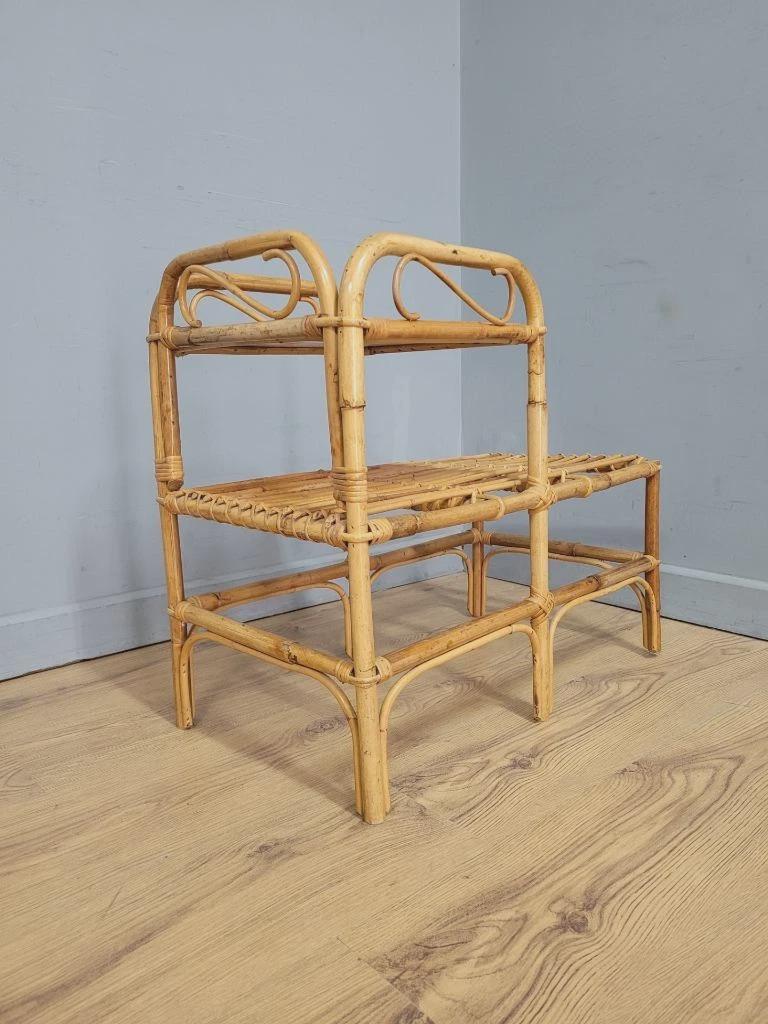 Bamboo Telephone Table Side Table Mid Century Vintage Retro