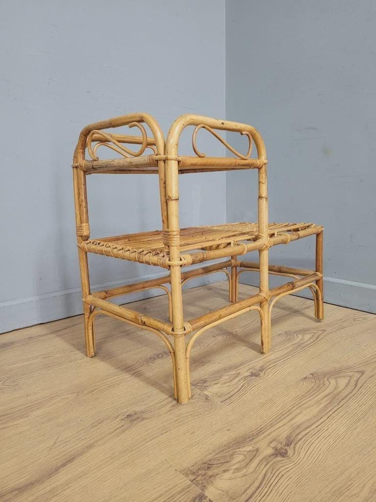 Bamboo Telephone Table Side Table Mid Century Vintage Retro