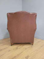 Distressed Brown Leather Tub Club Armchair Art Deco Style Vintage Chair