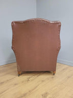 Distressed Brown Leather Tub Club Armchair Art Deco Style Vintage Chair