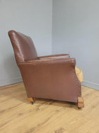 Distressed Brown Leather Tub Club Armchair Art Deco Style Vintage Chair