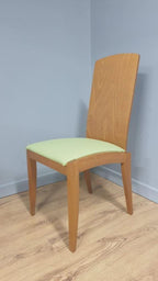 Four Olive Green Leatherette Dining Chairs High Back Retro Style