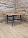 Teak Drop Leaf Dining Table Mid Century Oval Folding Compact Painted Base