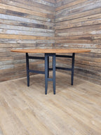 Teak Drop Leaf Dining Table Mid Century Oval Folding Compact Painted Base