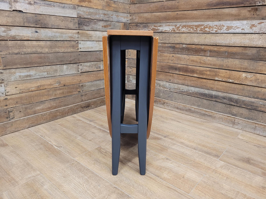 Teak Drop Leaf Dining Table Mid Century Oval Folding Compact Painted Base