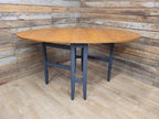 Teak Drop Leaf Dining Table Mid Century Oval Folding Compact Painted Base