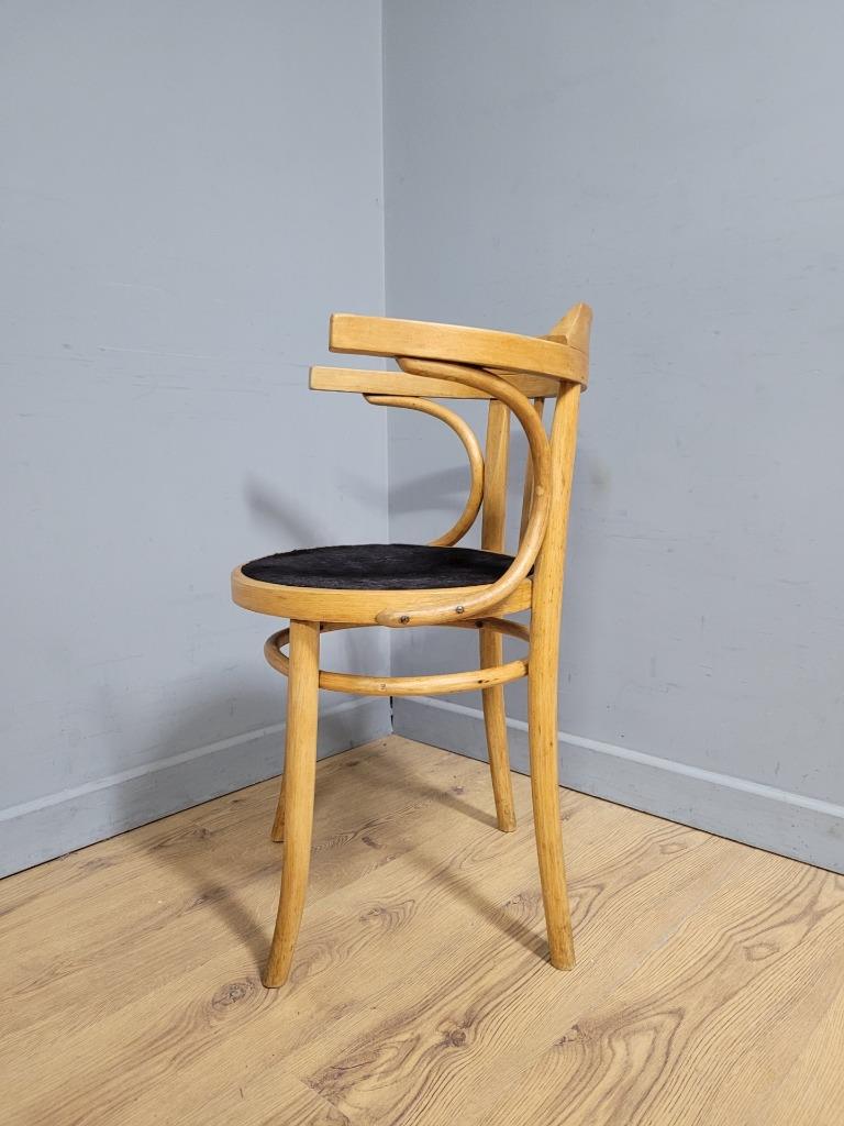 MCM Blonde Cowhorn Bentwood Desk Chair Cow Hide Seat Mid Century