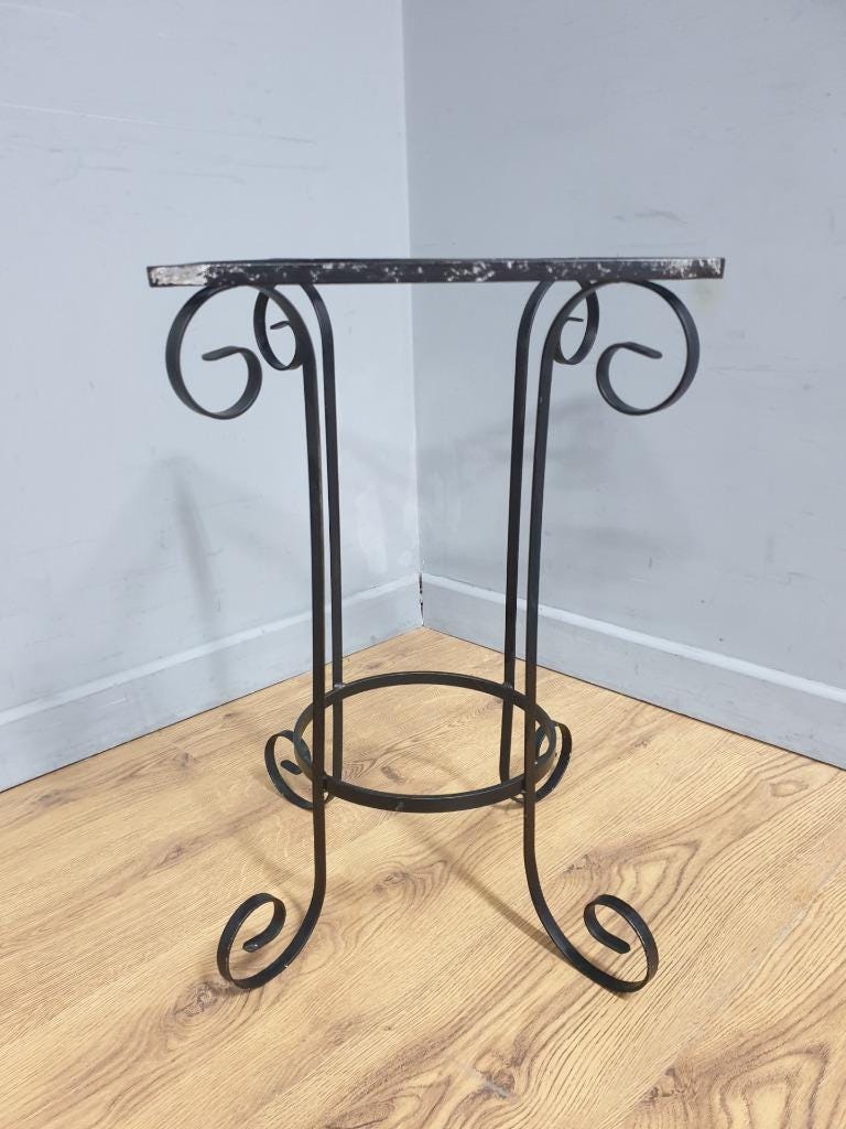Glass Chess Set Wrought Iron Table Vintage Style