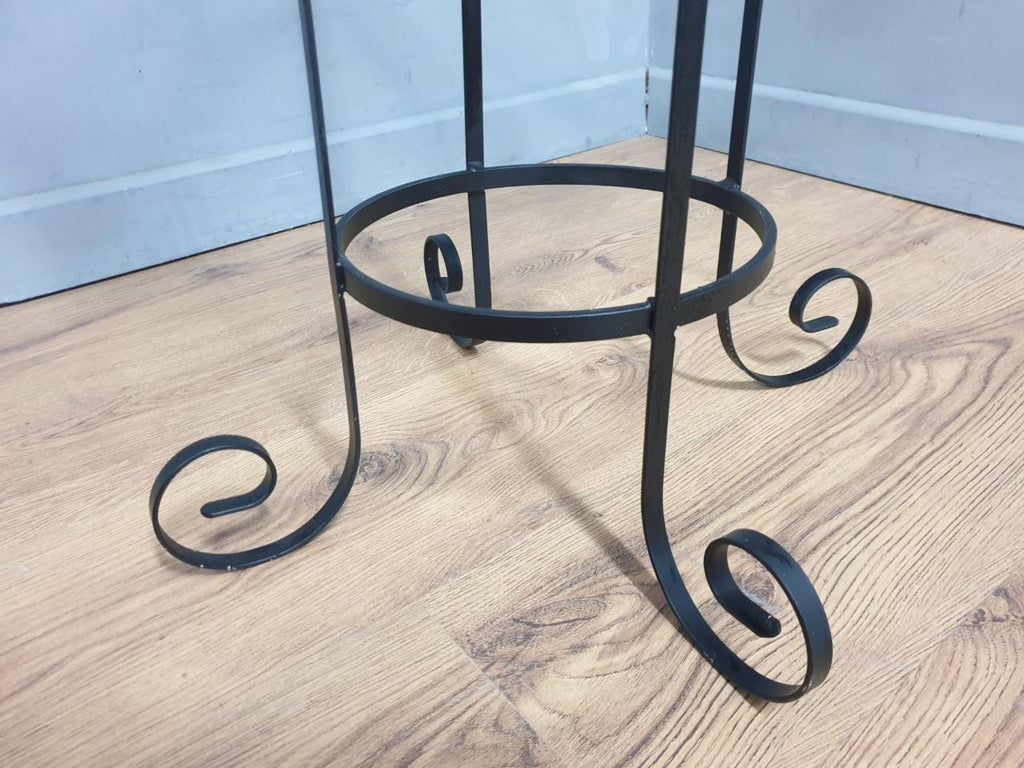 Glass Chess Set Wrought Iron Table Vintage Style