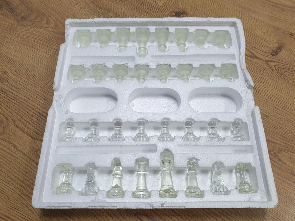 Glass Chess Set Wrought Iron Table Vintage Style