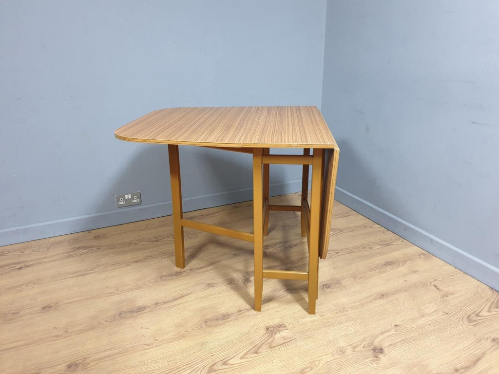 Teak Style Formica Gateleg Dining Table Oval Vintage Drop Leaf MCM Table