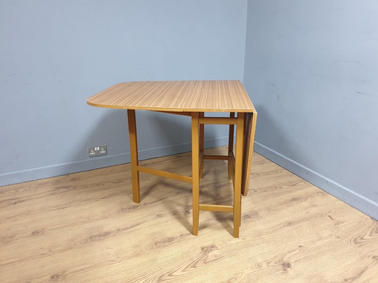 Teak Style Formica Gateleg Dining Table Oval Vintage Drop Leaf MCM Table