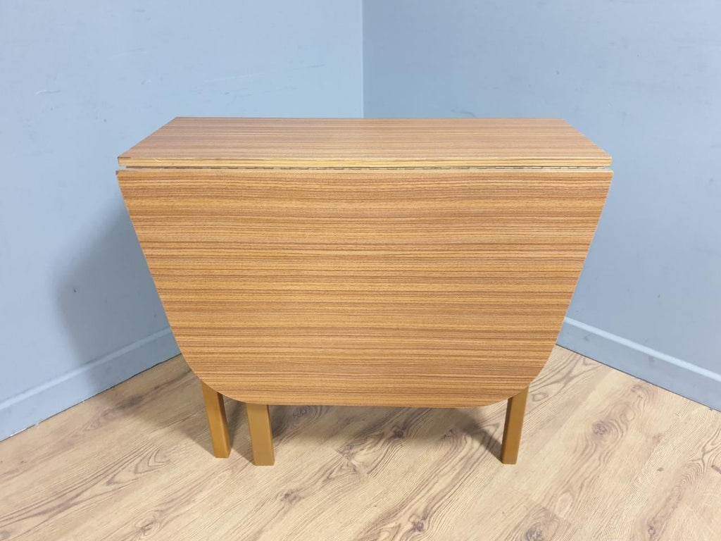 Teak Style Formica Gateleg Dining Table Oval Vintage Drop Leaf MCM Table