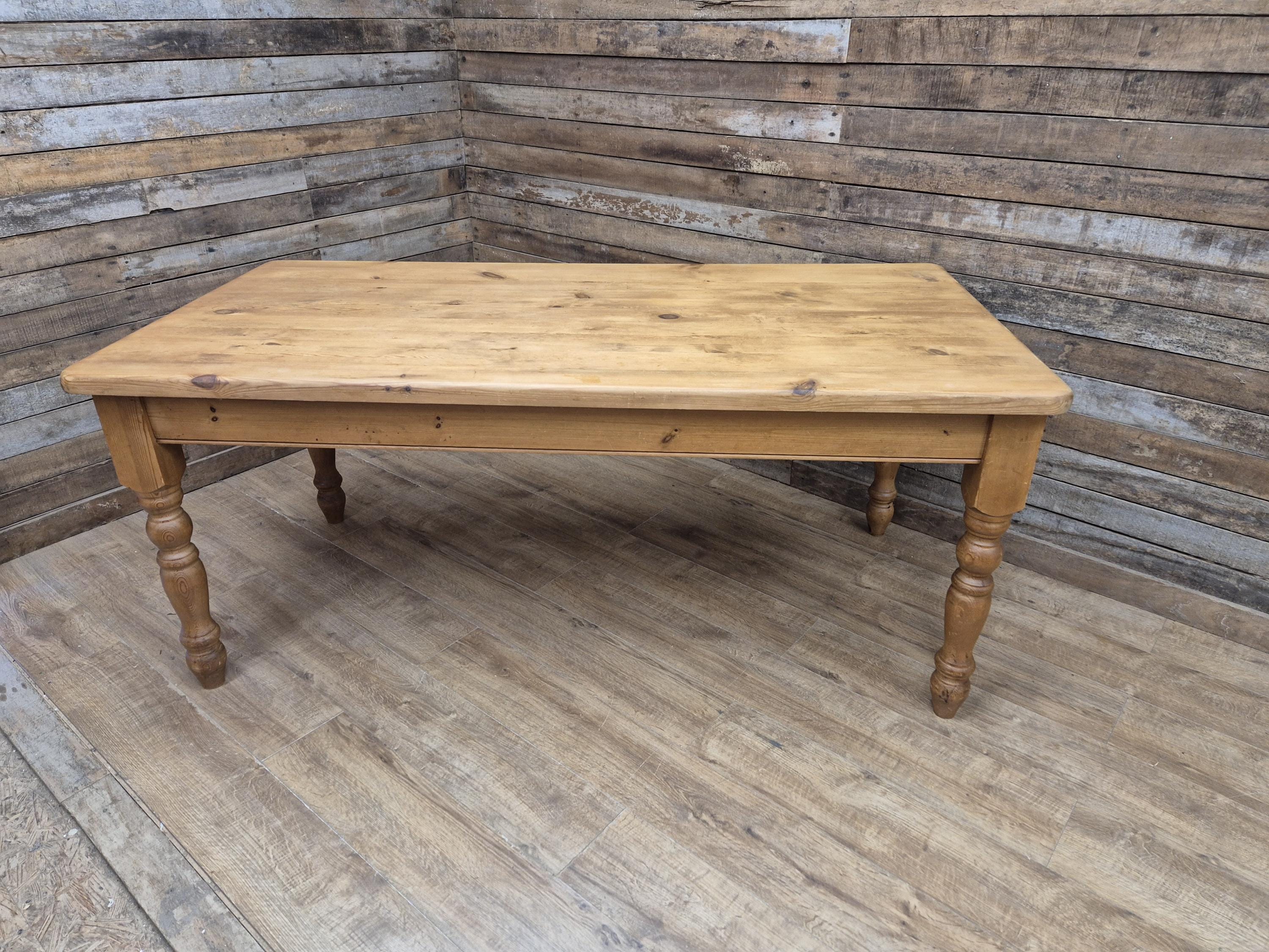 Pine dining table rustic farmhouse legs Removable solid wood large kitchen