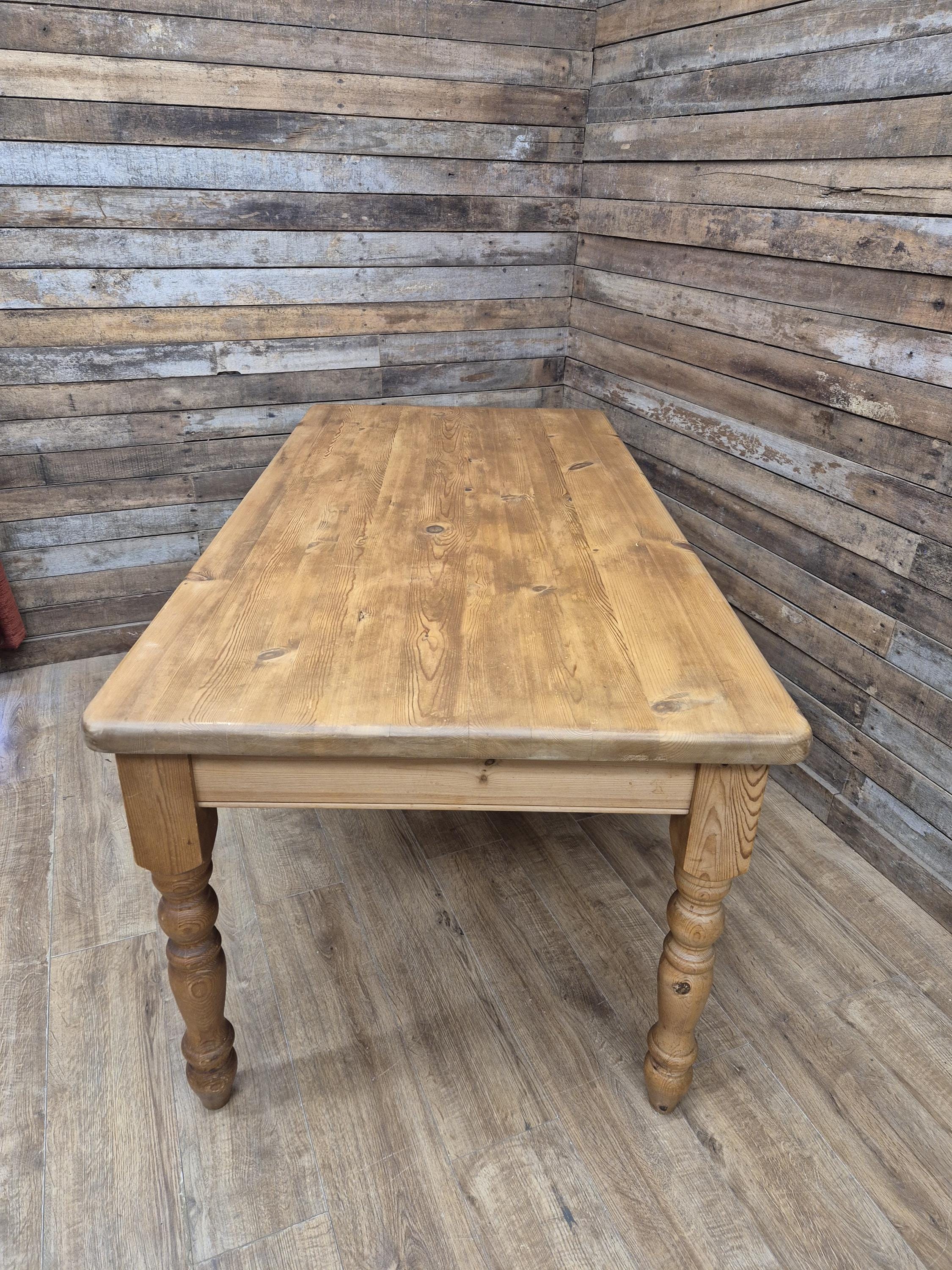 Pine dining table rustic farmhouse legs Removable solid wood large kitchen