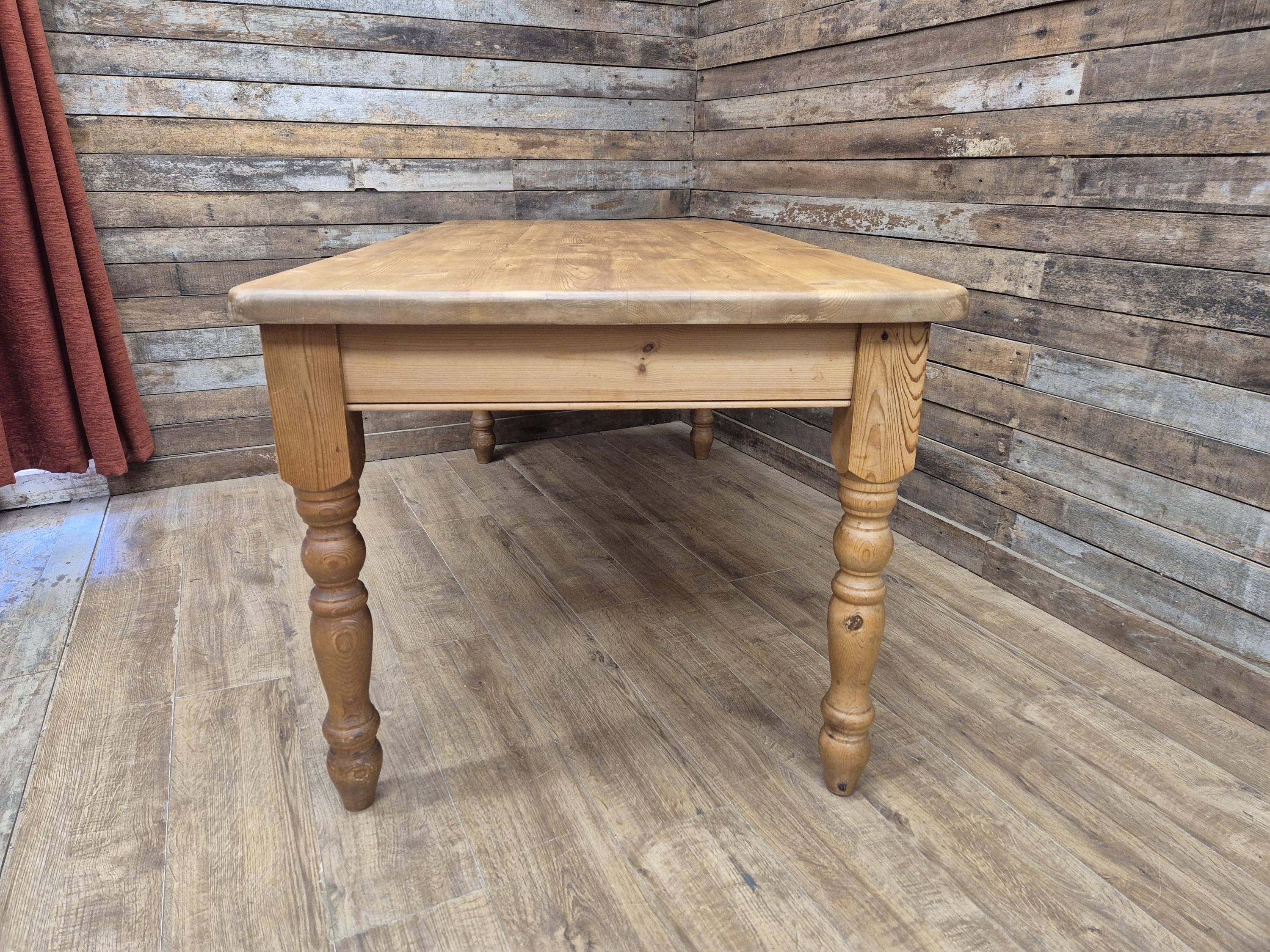 Pine dining table rustic farmhouse legs Removable solid wood large kitchen