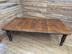 Antique Oak Windout Dining Table Carved Jacobean Banquet Inc Two Leaves Winder