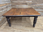 Antique Oak Windout Dining Table Carved Jacobean Banquet Inc Two Leaves Winder