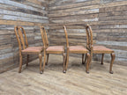 Four Oak Dining Chairs Queen Anne Shell Backs Vintage