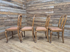 Four Oak Dining Chairs Queen Anne Shell Backs Vintage