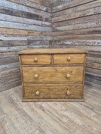 Vintage Pine Chest Of Drawers Rustic Two Over Two Storage Dovetail