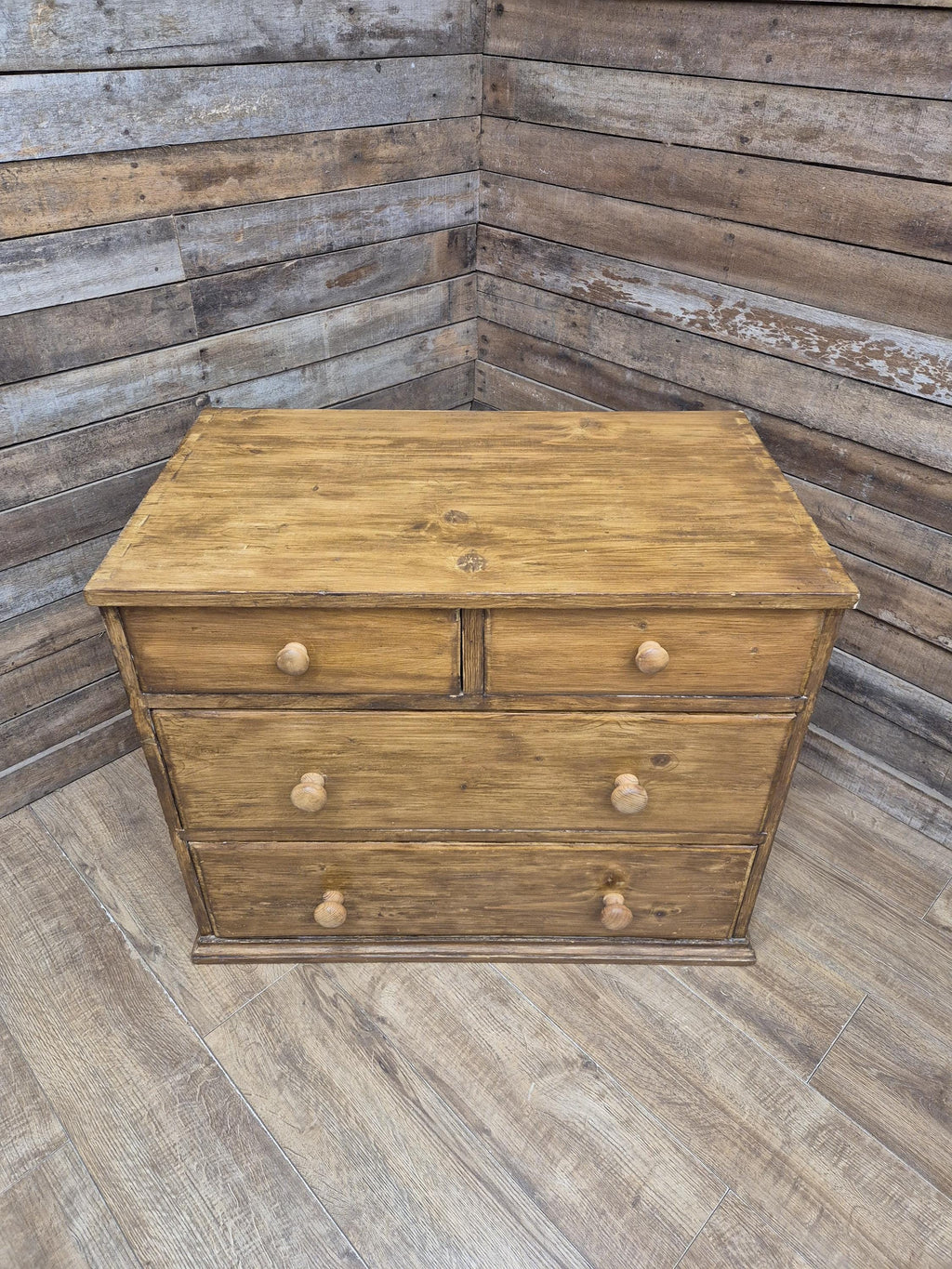 Vintage Pine Chest Of Drawers Rustic Two Over Two Storage Dovetail