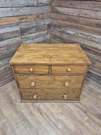 Vintage Pine Chest Of Drawers Rustic Two Over Two Storage Dovetail