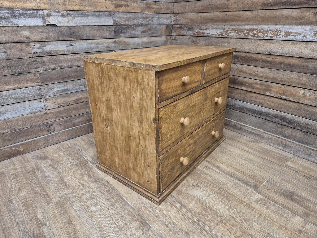 Vintage Pine Chest Of Drawers Rustic Two Over Two Storage Dovetail
