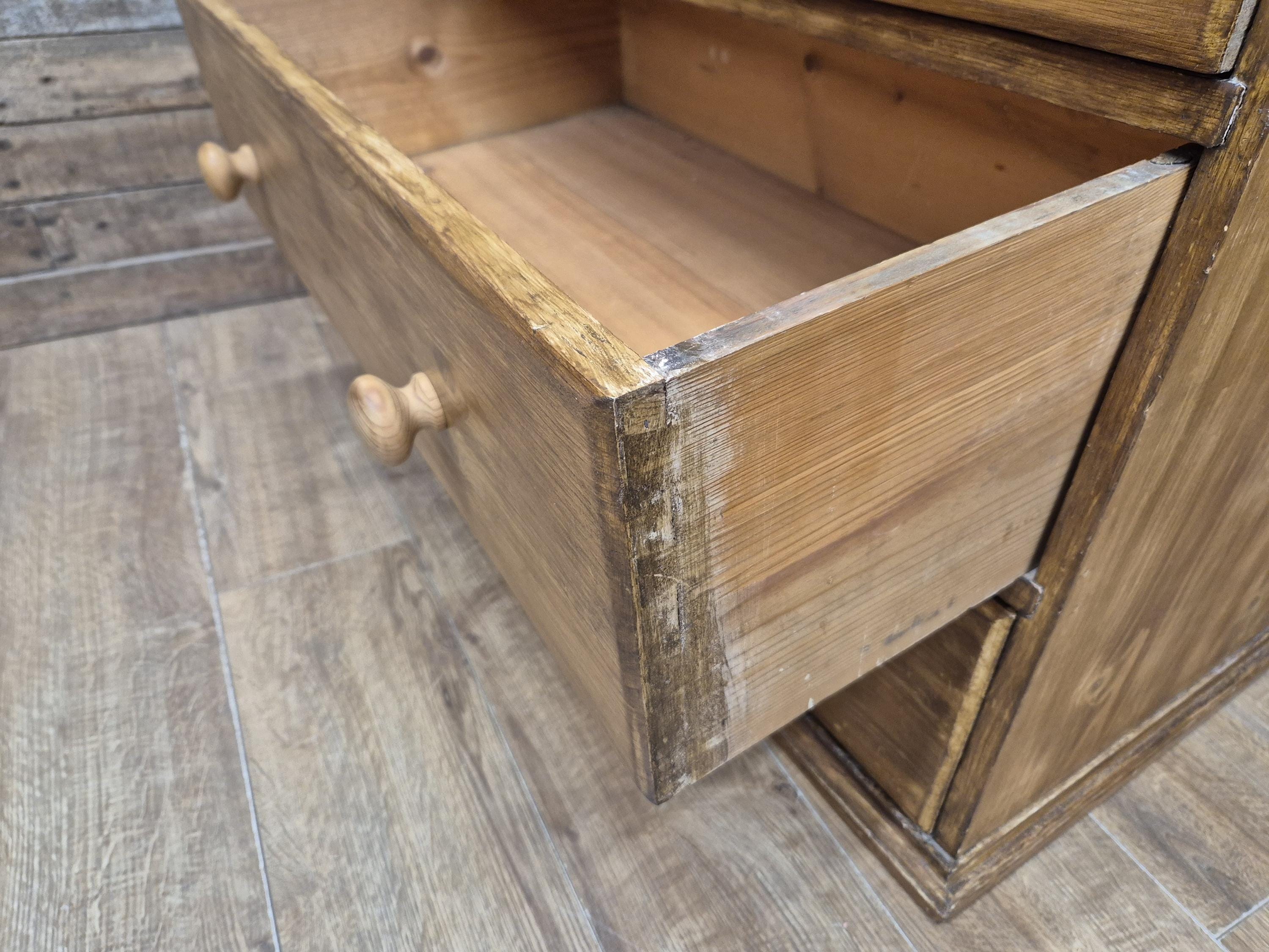 Vintage Pine Chest Of Drawers Rustic Two Over Two Storage Dovetail