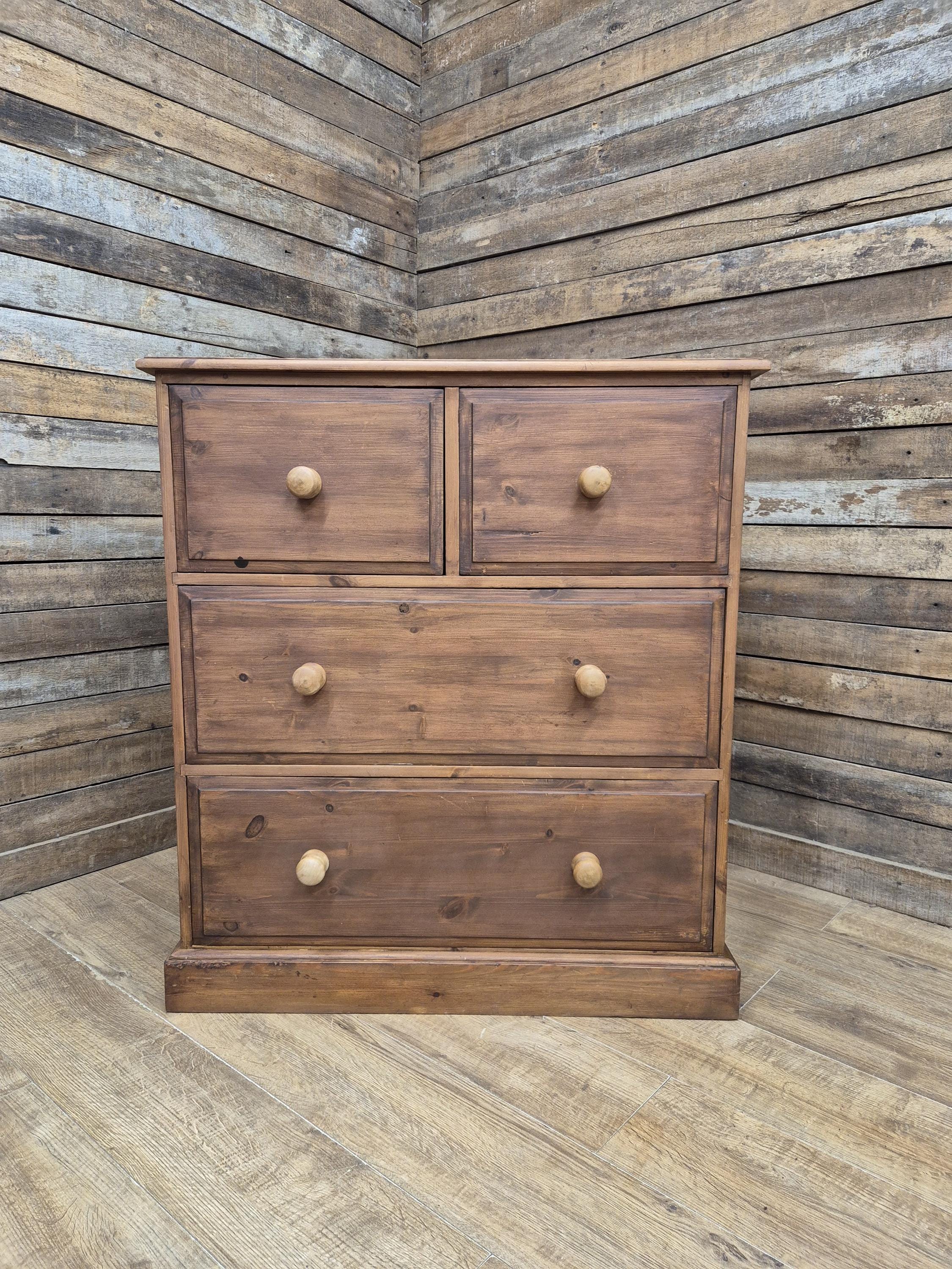 Pine Chest Of Drawers Two Over Two Rustic Storage Dovetail Vintage