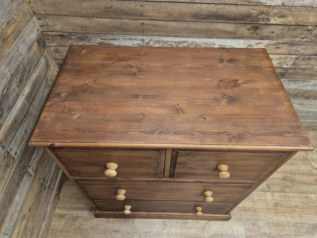 Pine Chest Of Drawers Two Over Two Rustic Storage Dovetail Vintage