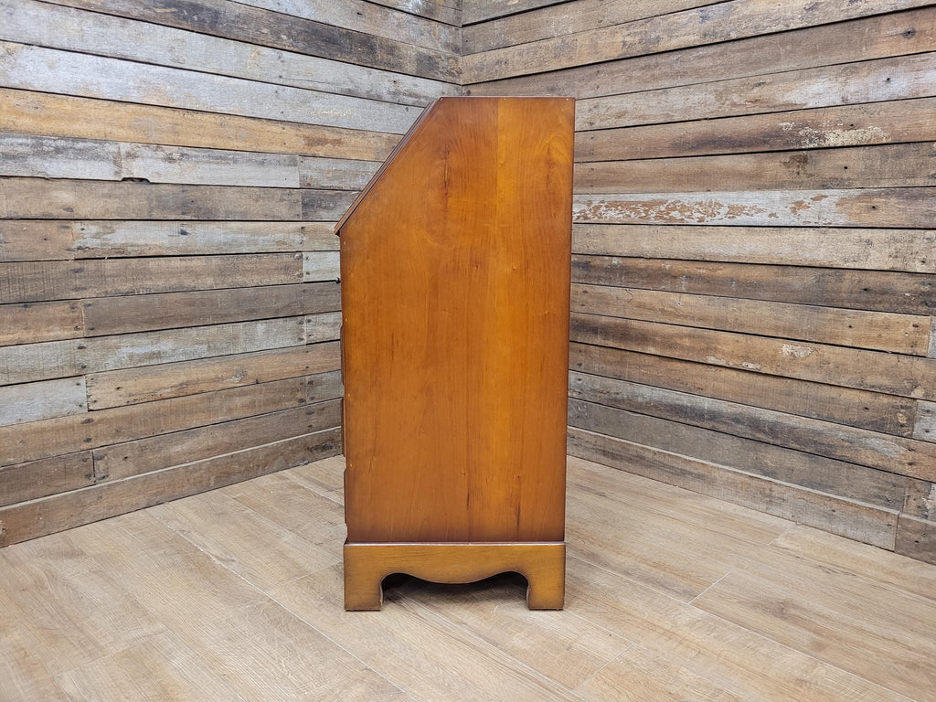 Walnut Veneer Petite Bureau Four Drawers Bracket Feet Vintage
